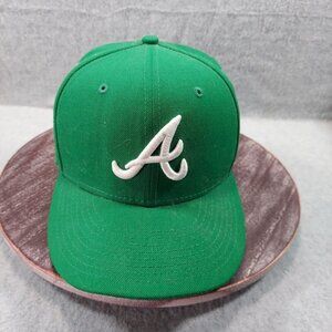 New Era Green Atlanta Braves Fitted Cap With White "A" Logo 7 1/8